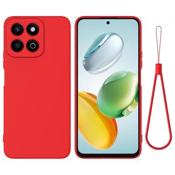 Honor 200 Smart/X7c 4G/5G Vloeibare siliconen hoesje met polsbandje - Rood