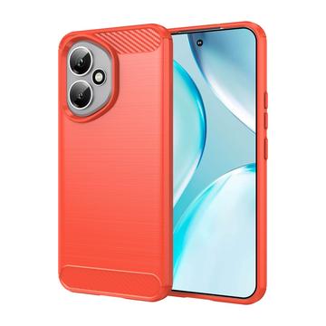 Honor 400 Geborsteld TPU Hoesje - Koolstofvezel - Rood