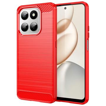 Honor 400 Smart/X7d 4G Geborsteld TPU Hoesje - Koolstofvezel - Rood