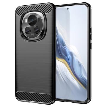 Honor Magic6 Geborsteld TPU Hoesje - Koolstofvezel - Zwart