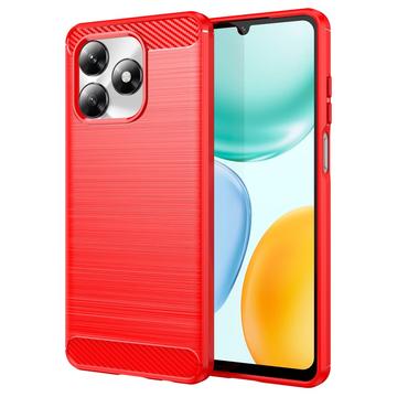 Honor X5c/X5c Plus Geborsteld TPU Hoesje - Koolstofvezel - Rood