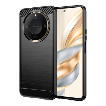 Honor X60 Geborsteld TPU Hoesje - Koolstofvezel - Zwart