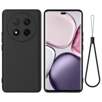 Honor X60 Pro/X9c/Magic7 Lite Vloeibare siliconen hoesje met polsbandje - Zwart