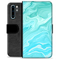 Huawei P30 Pro Premium Wallet Case - Blauw Marmer