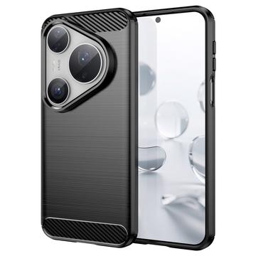 Huawei Pura 80 Pro/80 Pro+/80 Ultra Geborsteld TPU Hoesje - Koolstofvezel - Zwart