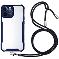 iPhone 13 Pro Hybrid Case met Lanyard - Donkerblauw