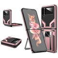 Samsung Galaxy Z Flip4 5G Hybrid Case met Metalen Standaard - Rosé Goud