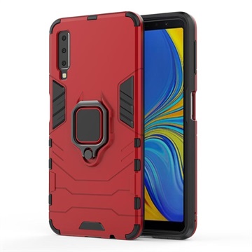 Samsung Galaxy A7 (2018) Hybride Hoesje met Ringhouder - Rood