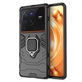 Vivo X80 Pro Hybrid Case met Ringhouder - Zwart