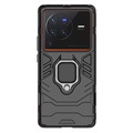 Vivo X80 Pro Hybrid Case met Ringhouder - Zwart