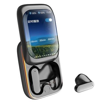 IB-G9 TWS draadloze oortelefoon met verschuifbaar kleurenscherm & ruisonderdrukking - Zwart