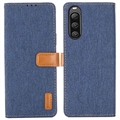 Sony Xperia 10 V Jeans Series Wallet Case - Donkerblauw