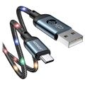 Joyroom JR-N16 Gevlochten USB-C Kabel - 3A, 1.2m - Grijs