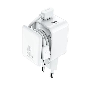 Joyroom JR-TCL05 45W GaN Muurlader met Dual USB-C Poorten & Kabel Organisator - Wit