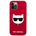 Karl Lagerfeld Choupette iPhone 12/12 Pro siliconen hoesje - rood