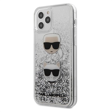  Karl Lagerfeld Ikonik Vloeibaar Glitter iPhone 12/12 Pro Hoesje - Zilver