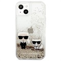 Karl Lagerfeld Liquid Glitter Karl & Choupette iPhone 13 Hoesje - Goud