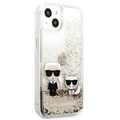 Karl Lagerfeld Liquid Glitter Karl & Choupette iPhone 13 Hoesje - Goud