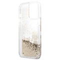 Karl Lagerfeld Liquid Glitter Karl & Choupette iPhone 13 Pro Case - Goud