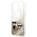 Karl Lagerfeld Liquid Glitter Karl & Choupette iPhone 13 Pro Max Hoesje - Goud