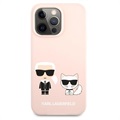Karl Lagerfeld Karl & Choupette iPhone 13 Pro Max siliconen hoesje - lichtroze