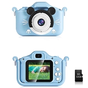 Kinderen Digitale Camera met 32GB Geheugenkaart (Geopende verpakking - Bevredigend) - Blauw