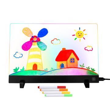 LED-tekenbord voor kinderen met 7 markers, kleurrijke lichteffecten - 26x35cm