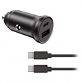 Quick Charge 3.0 Snelle Autolader met USB-C Kabel - 30W - Zwart