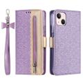 Lace Pattern iPhone 14 Max Wallet Case - Paars