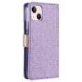Lace Pattern iPhone 14 Wallet Case - Paars