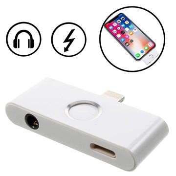 iPhone X Lightning & 3,5 mm audio-adapter met Home-knop - zilver
