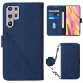 Line Series Samsung Galaxy S22 Ultra 5G Wallet Case - Blauw