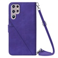 Line Series Samsung Galaxy S22 Ultra 5G Wallet Case - Paars