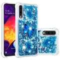 Liquid Glitter Samsung Galaxy A50 TPU Case - Blauwe vlinder