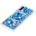 Liquid Glitter Samsung Galaxy A70 TPU Case - Blauwe vlinder