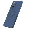 Xiaomi Redmi Note 10 Pro vloeibaar siliconen hoesje met ringhouder - blauw