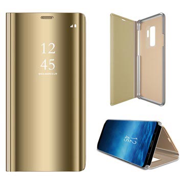 Luxe Mirror View Samsung Galaxy S9+ Flip Case - Goud
