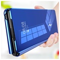 Luxury Series Mirror View Samsung Galaxy Z Fold2 5G Flip Case - Blauw
