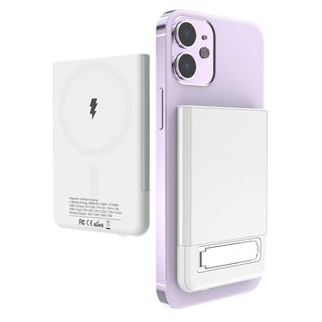 M10 Ultradunne metalen MagSafe draadloze oplader 15W/5000mAh - iPhone 12/13/14/15/16/17/Air - Wit