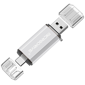 MICRODRIVE 64GB 2-in-1 USB 2.0 / USB-C flashdrive - Wit