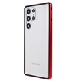 Samsung Galaxy S22 Ultra 5G Magnetisch Hoesje met Gehard Glas - Rood