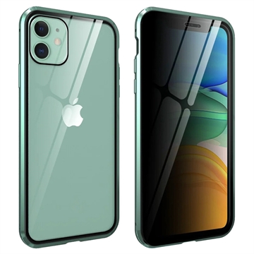 iPhone 11 Magnetisch Hoesje met Privacygehard Glas - Groen