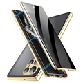 Samsung Galaxy S23 Ultra 5G Magnetisch Hoesje met Gehard Glas - Privacy - Goud