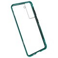 Samsung Galaxy S21 FE 5G Magnetisch Hoesje met Gehard Glas - Blauw