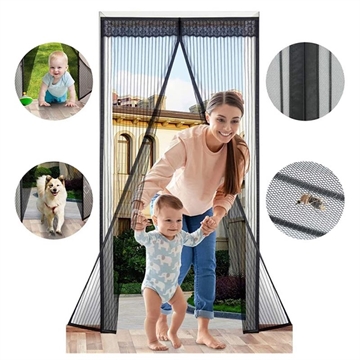 Magnetisch gaas-deurgordijn - 120x210cm - Zwart