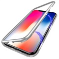 Magnetisch hoesje voor iPhone X met achterkant van gehard glas - grijs
