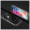 Magnetisch hoesje voor iPhone X met achterkant van gehard glas - grijs