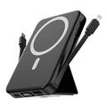 Magnetische draadloze powerbank met USB-C en Lightning-kabels - 10000mAh/15W