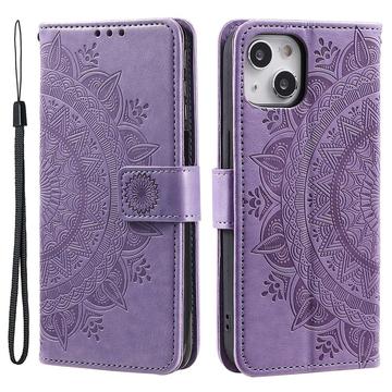 iPhone 14 Mandala Series Wallet Case - Paars