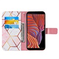 Marmer Patroon Samsung Galaxy Xcover 5 Wallet Case - Roze / Wit